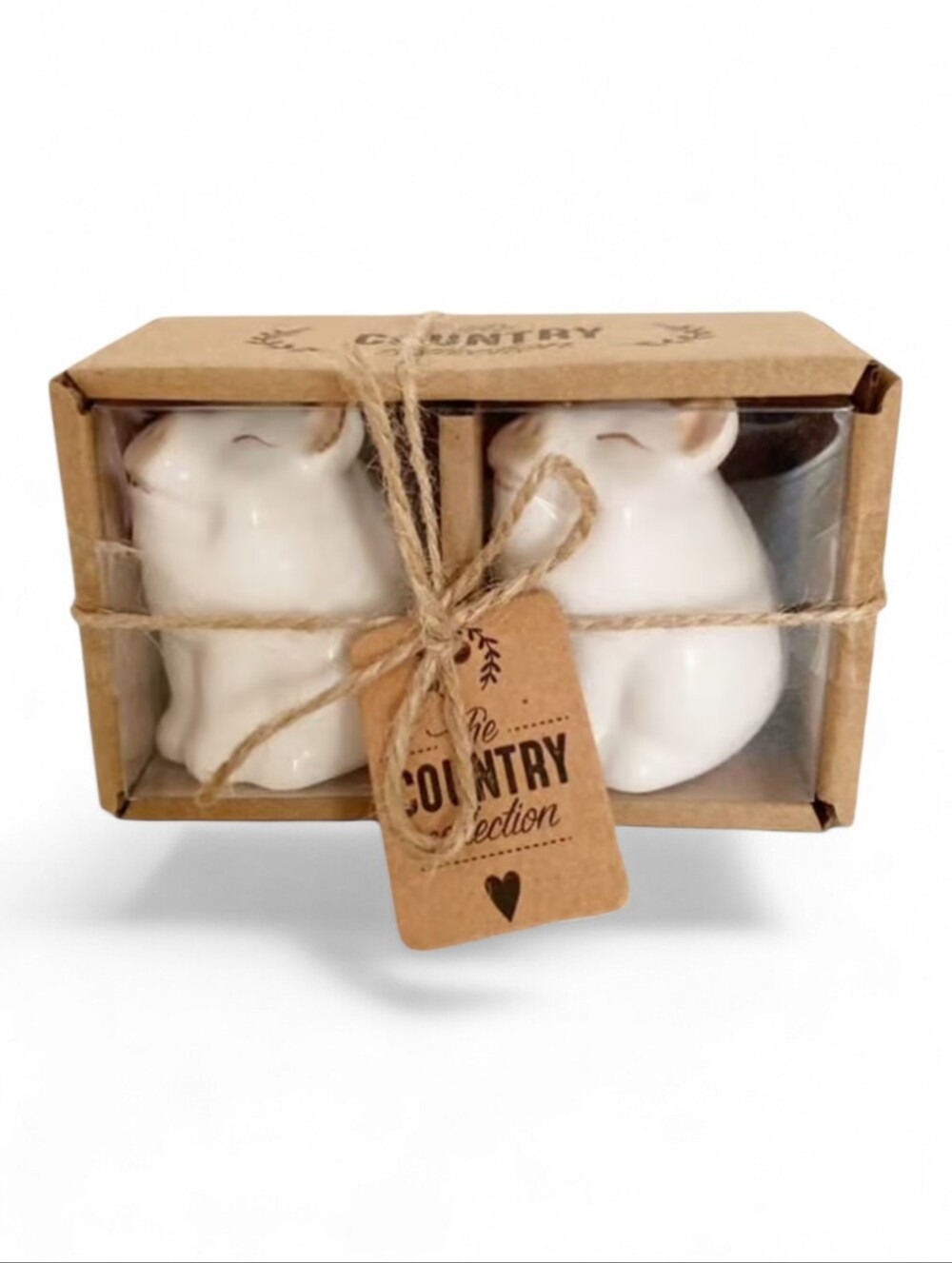 Country Collection White Ceramic Piggy ~ Salt & Pepper Shaker Set